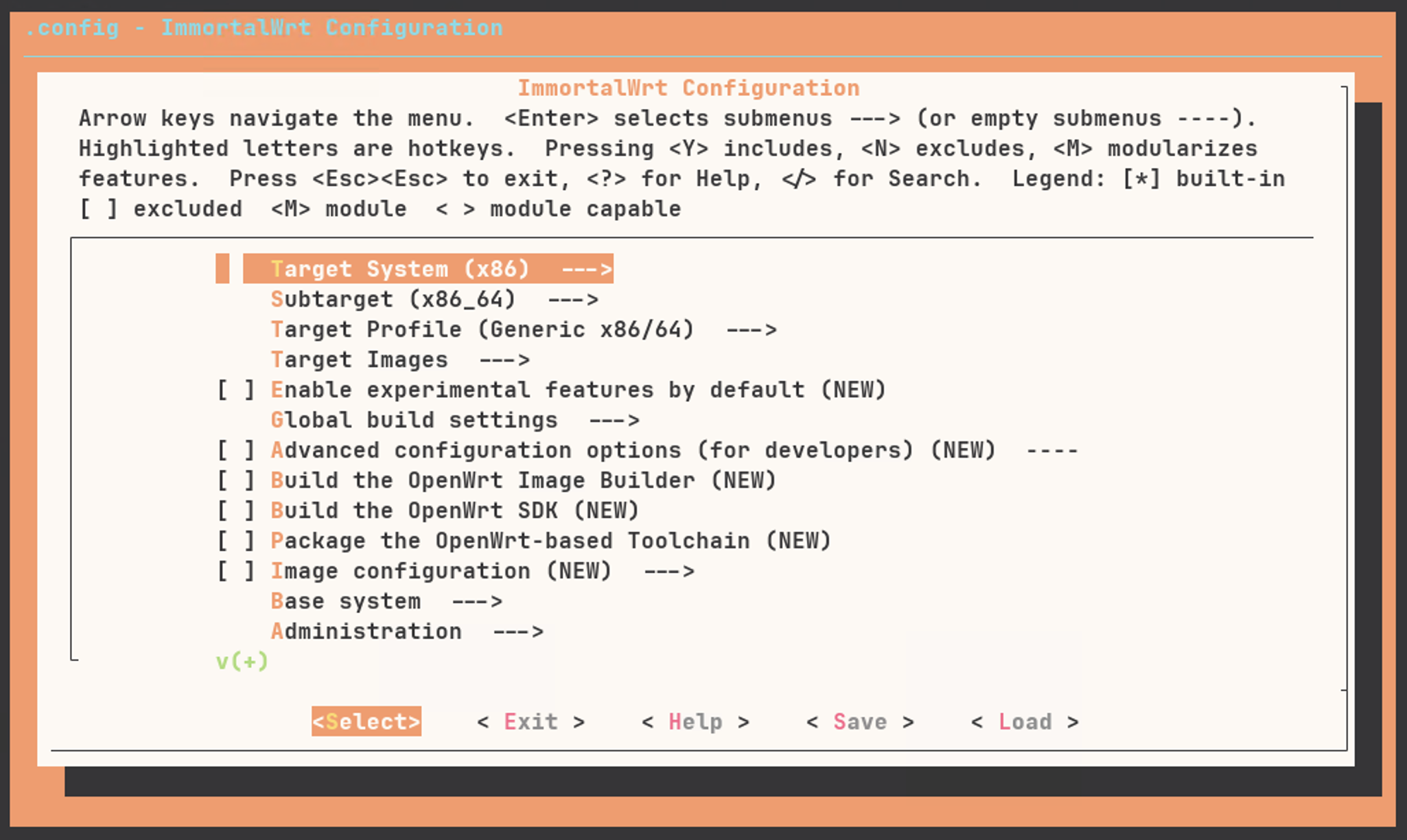 Menu config